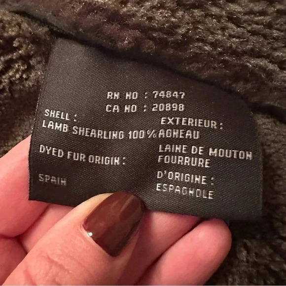 Mark New York genuine shearling coat in black leather with brown collar - Picture 11 of 15